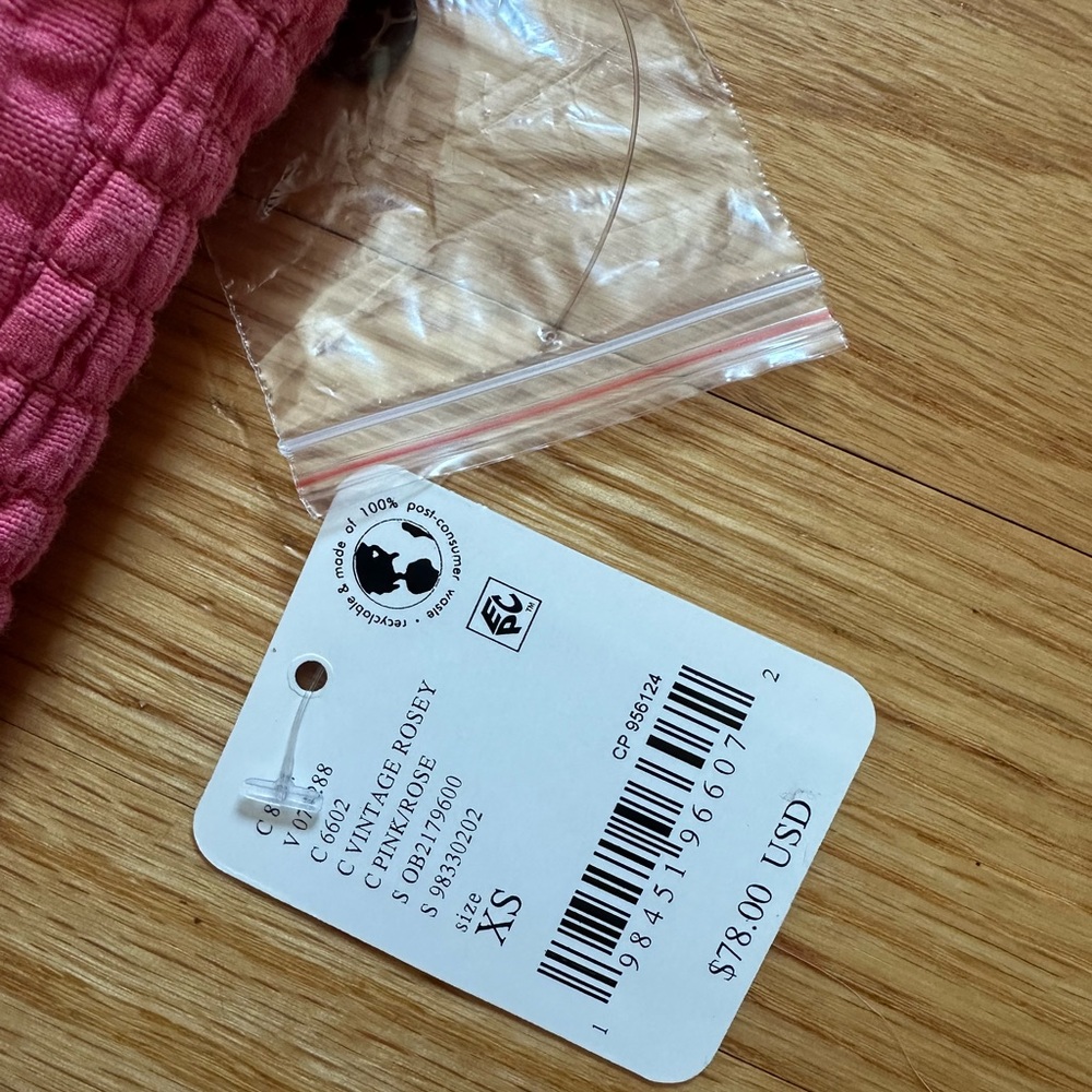 NWT Free People Emilia Pucker Check Mini in Vintage Rosey Pink XS - Picture 7 of 7